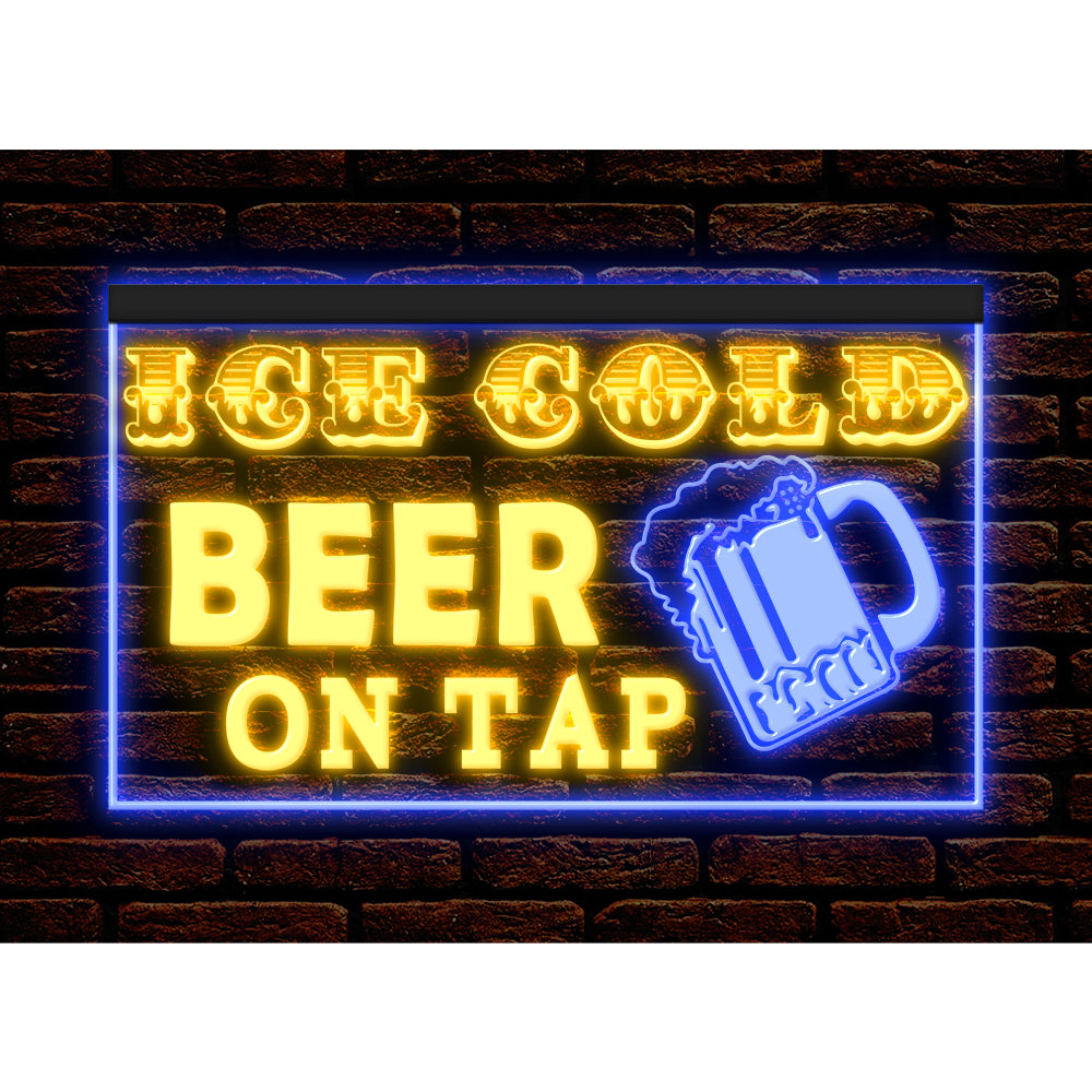 DC170208 Ice Cold Beer Open Bar Home Decor Display illuminated Night Light Neon Sign Dual Color