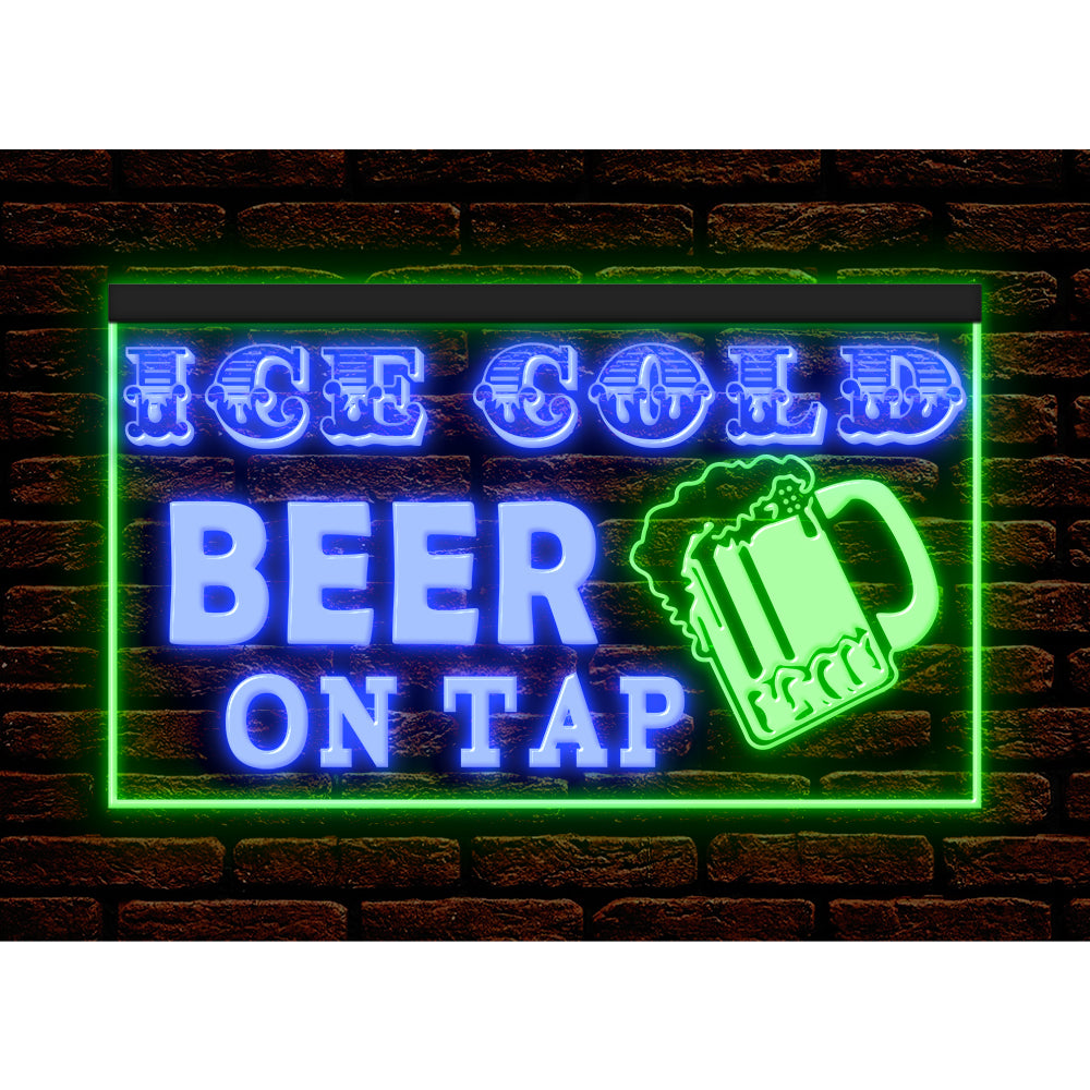 DC170208 Ice Cold Beer Open Bar Home Decor Display illuminated Night Light Neon Sign Dual Color