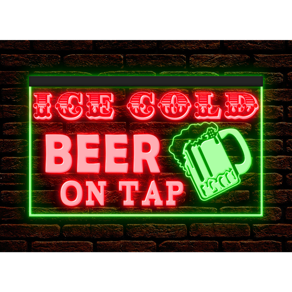 DC170208 Ice Cold Beer Open Bar Home Decor Display illuminated Night Light Neon Sign Dual Color