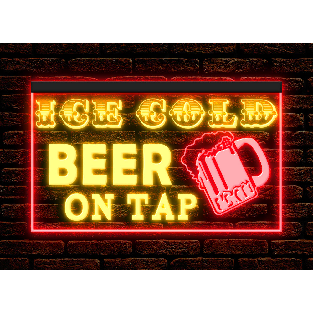 DC170208 Ice Cold Beer Open Bar Home Decor Display illuminated Night Light Neon Sign Dual Color