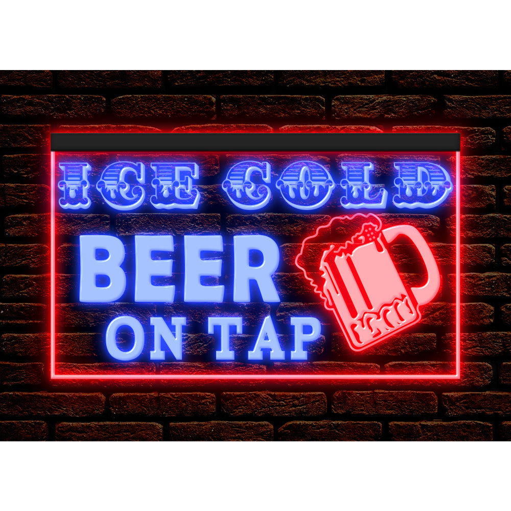 DC170208 Ice Cold Beer Open Bar Home Decor Display illuminated Night Light Neon Sign Dual Color