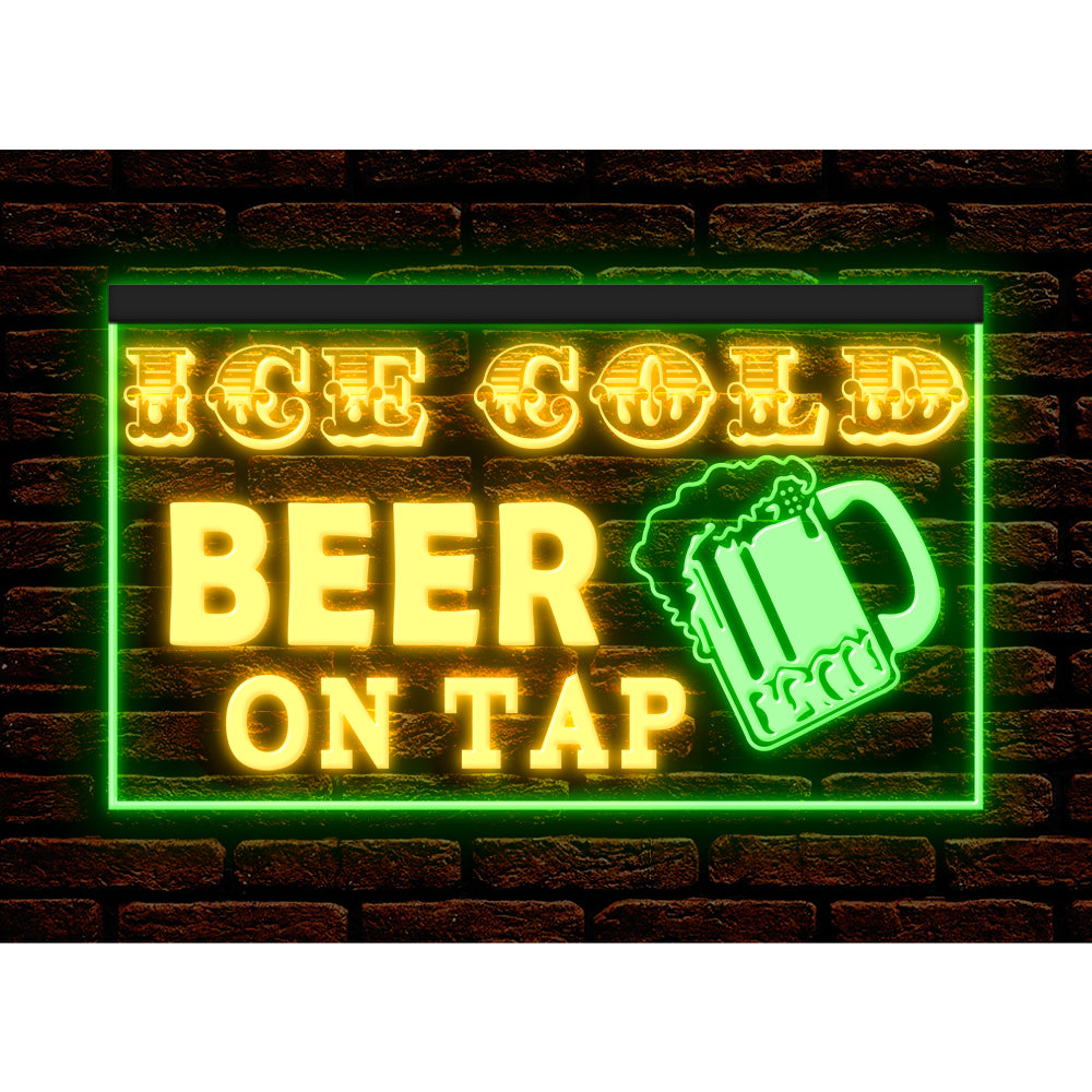 DC170208 Ice Cold Beer Open Bar Home Decor Display illuminated Night Light Neon Sign Dual Color