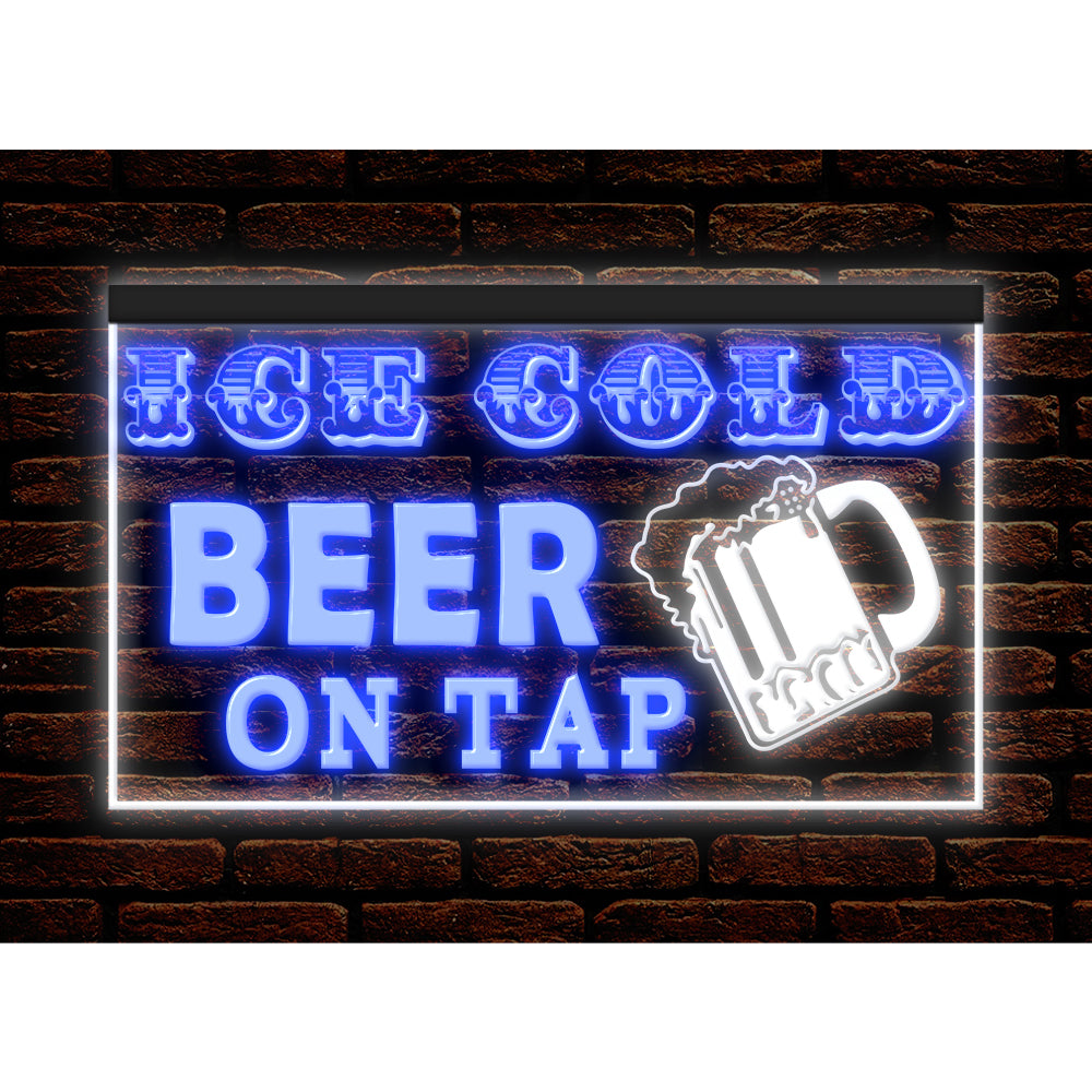 DC170208 Ice Cold Beer Open Bar Home Decor Display illuminated Night Light Neon Sign Dual Color