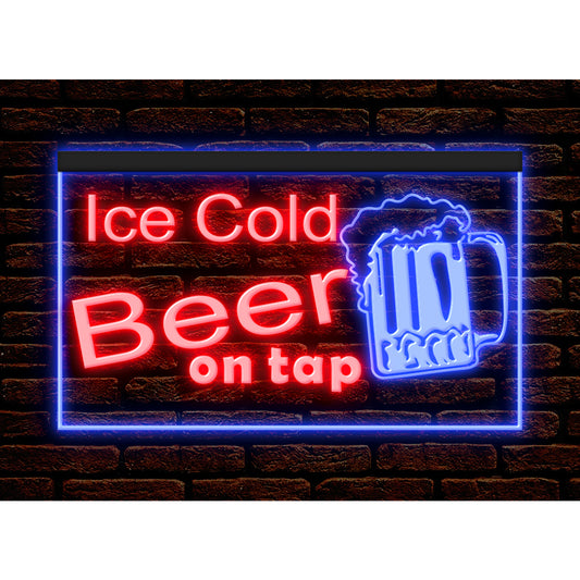 DC170217 Ice Cold Beer Open Bar Home Decor Display illuminated Night Light Neon Sign Dual Color