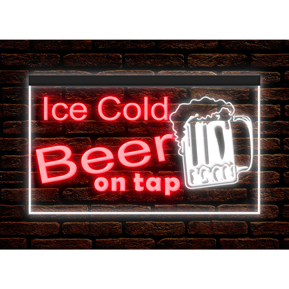 DC170217 Ice Cold Beer Open Bar Home Decor Display illuminated Night Light Neon Sign Dual Color