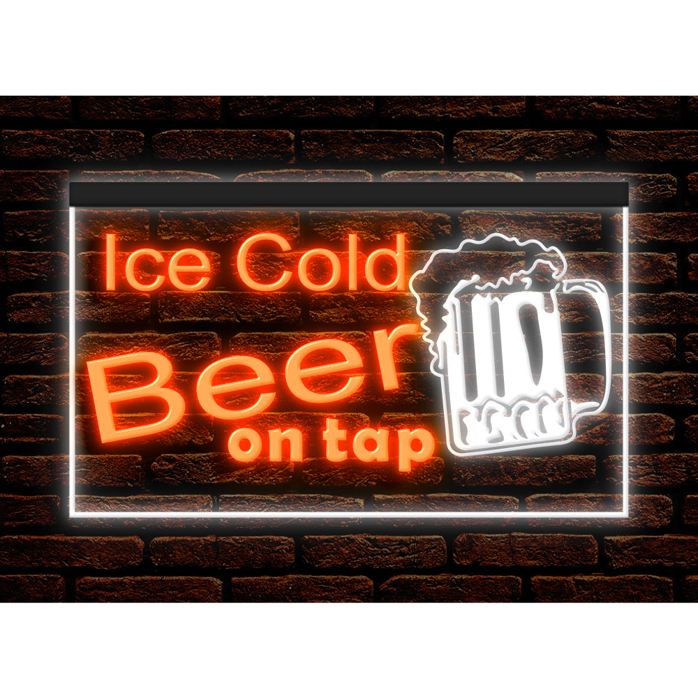 DC170217 Ice Cold Beer Open Bar Home Decor Display illuminated Night Light Neon Sign Dual Color