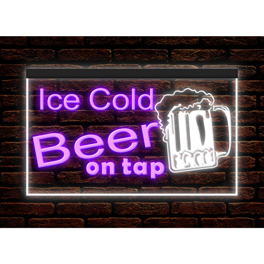 DC170217 Ice Cold Beer Open Bar Home Decor Display illuminated Night Light Neon Sign Dual Color