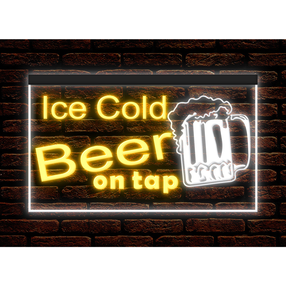 DC170217 Ice Cold Beer Open Bar Home Decor Display illuminated Night Light Neon Sign Dual Color