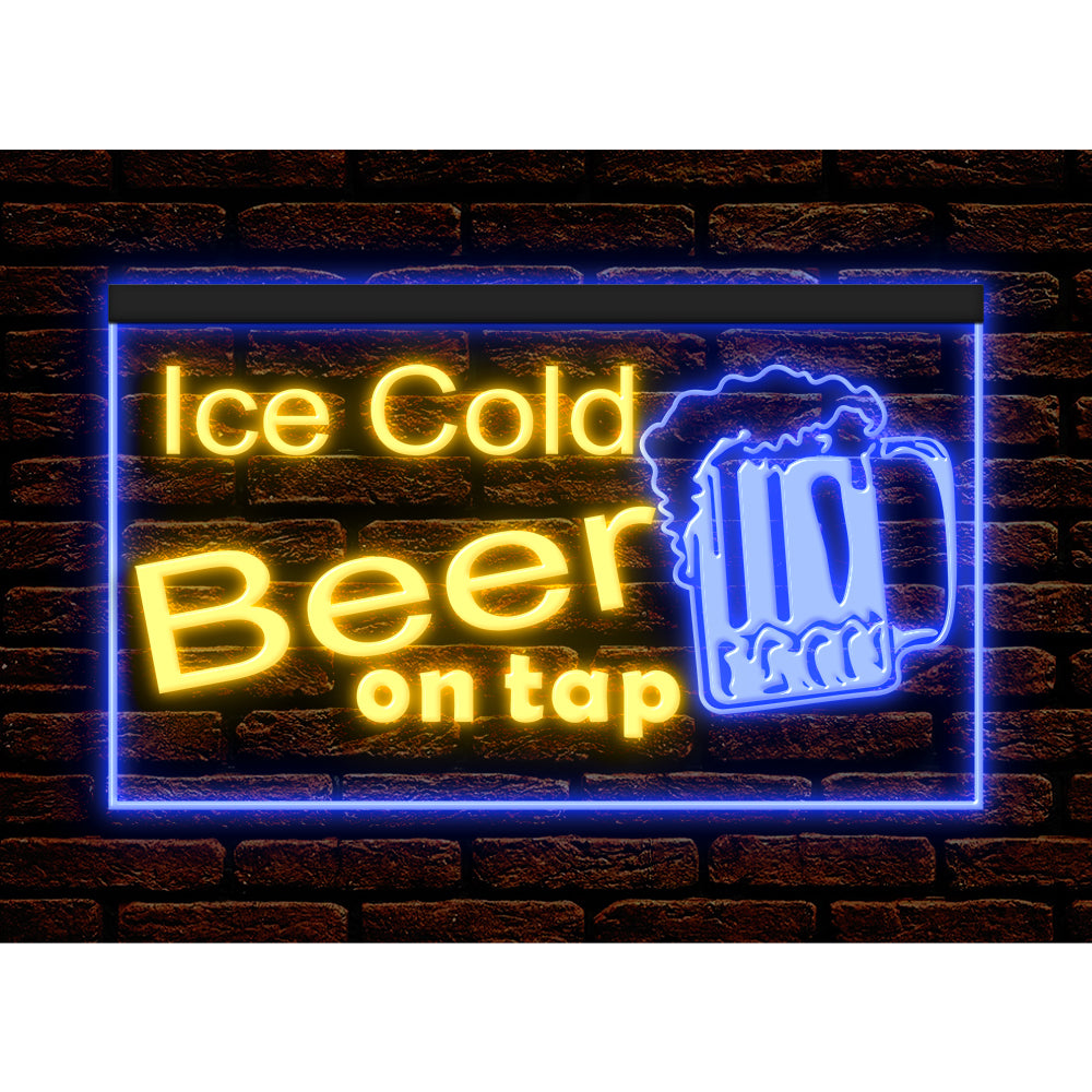 DC170217 Ice Cold Beer Open Bar Home Decor Display illuminated Night Light Neon Sign Dual Color