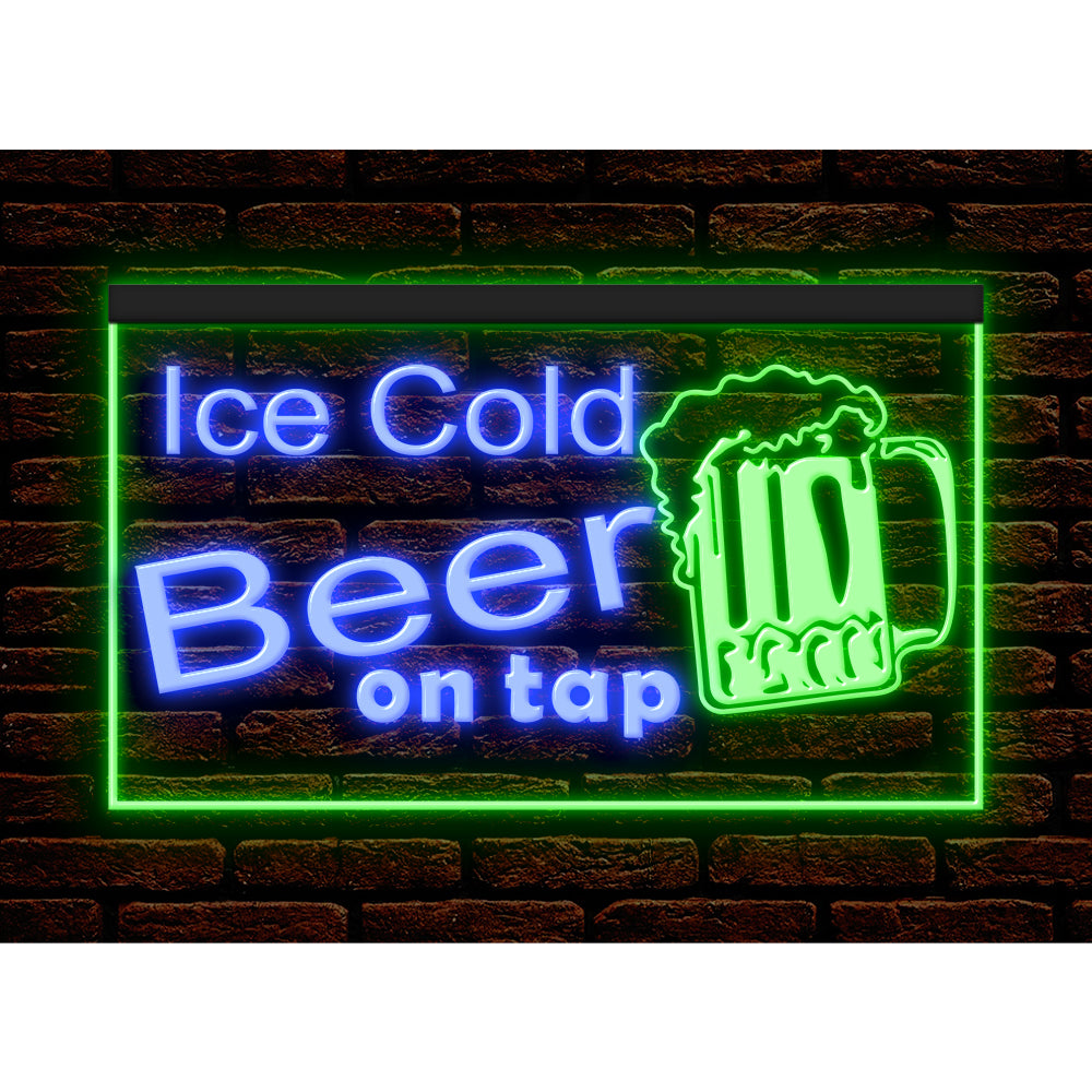 DC170217 Ice Cold Beer Open Bar Home Decor Display illuminated Night Light Neon Sign Dual Color