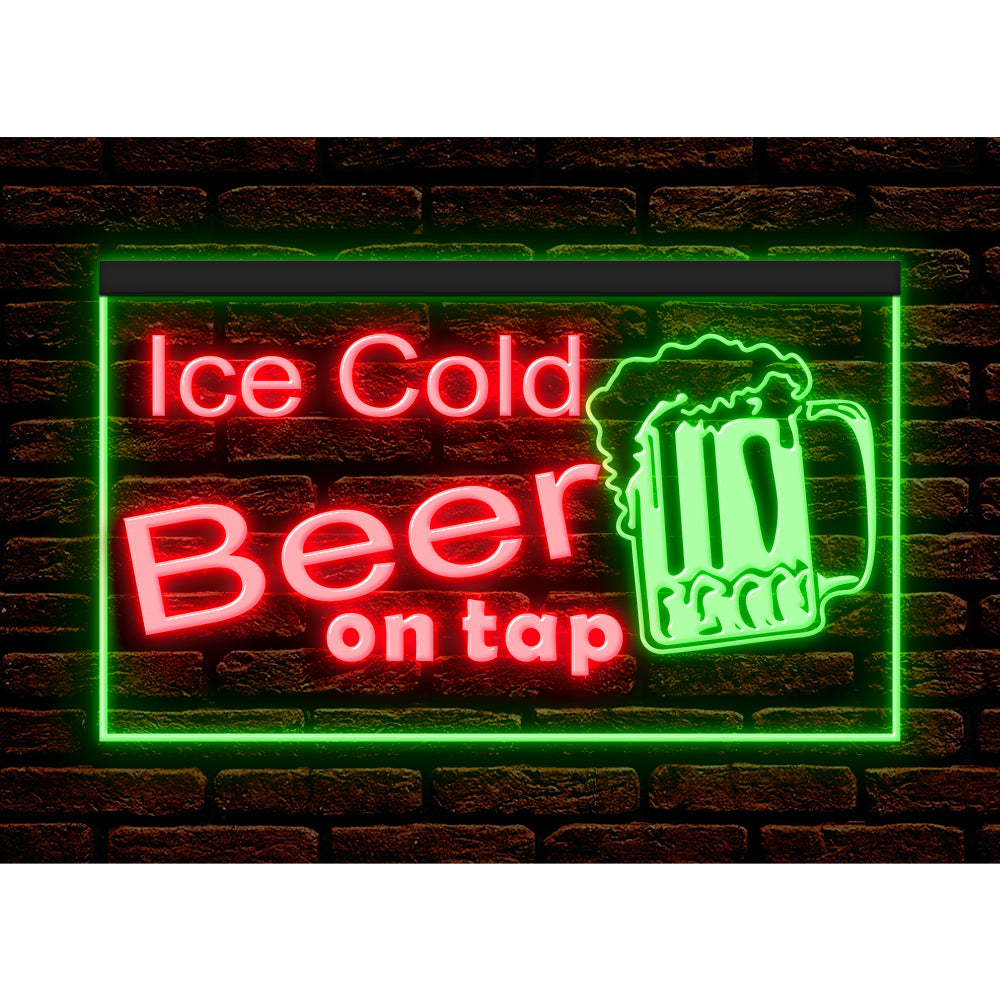 DC170217 Ice Cold Beer Open Bar Home Decor Display illuminated Night Light Neon Sign Dual Color