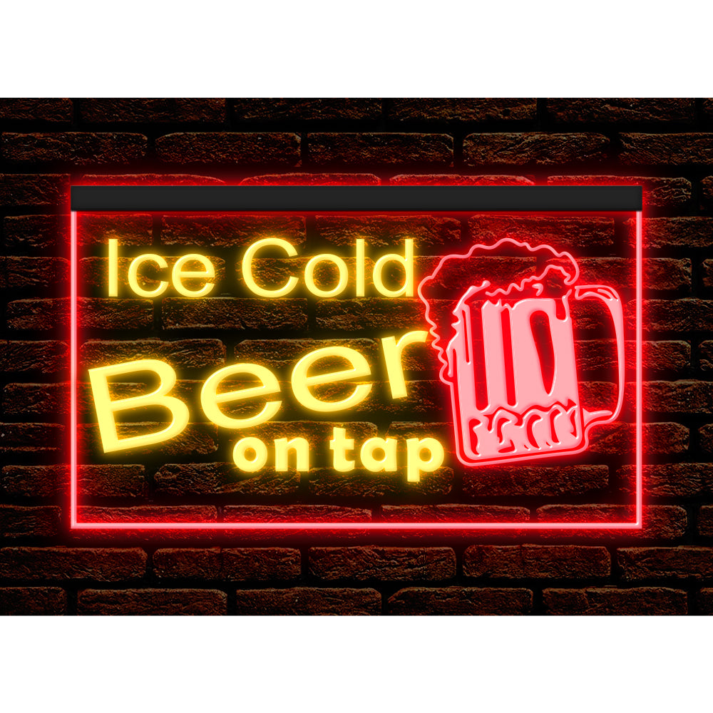 DC170217 Ice Cold Beer Open Bar Home Decor Display illuminated Night Light Neon Sign Dual Color