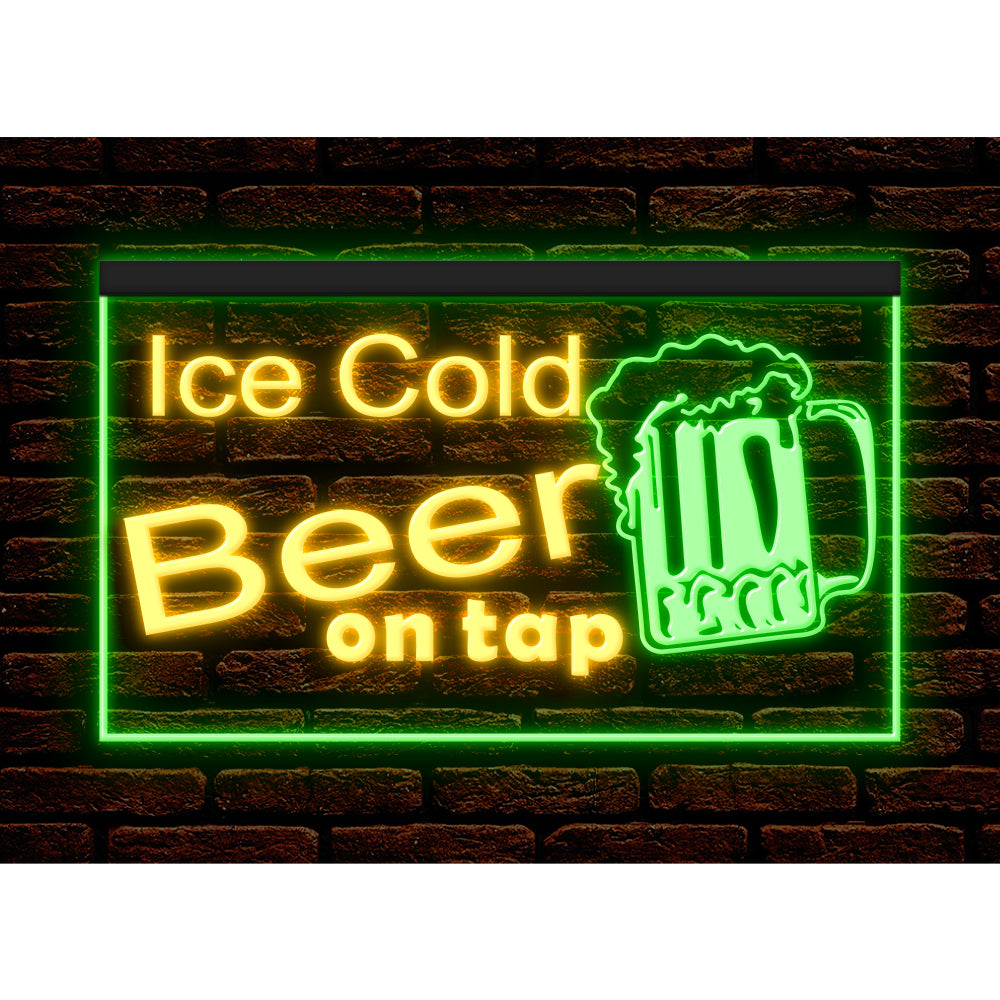 DC170217 Ice Cold Beer Open Bar Home Decor Display illuminated Night Light Neon Sign Dual Color