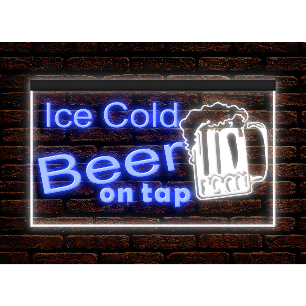 DC170217 Ice Cold Beer Open Bar Home Decor Display illuminated Night Light Neon Sign Dual Color