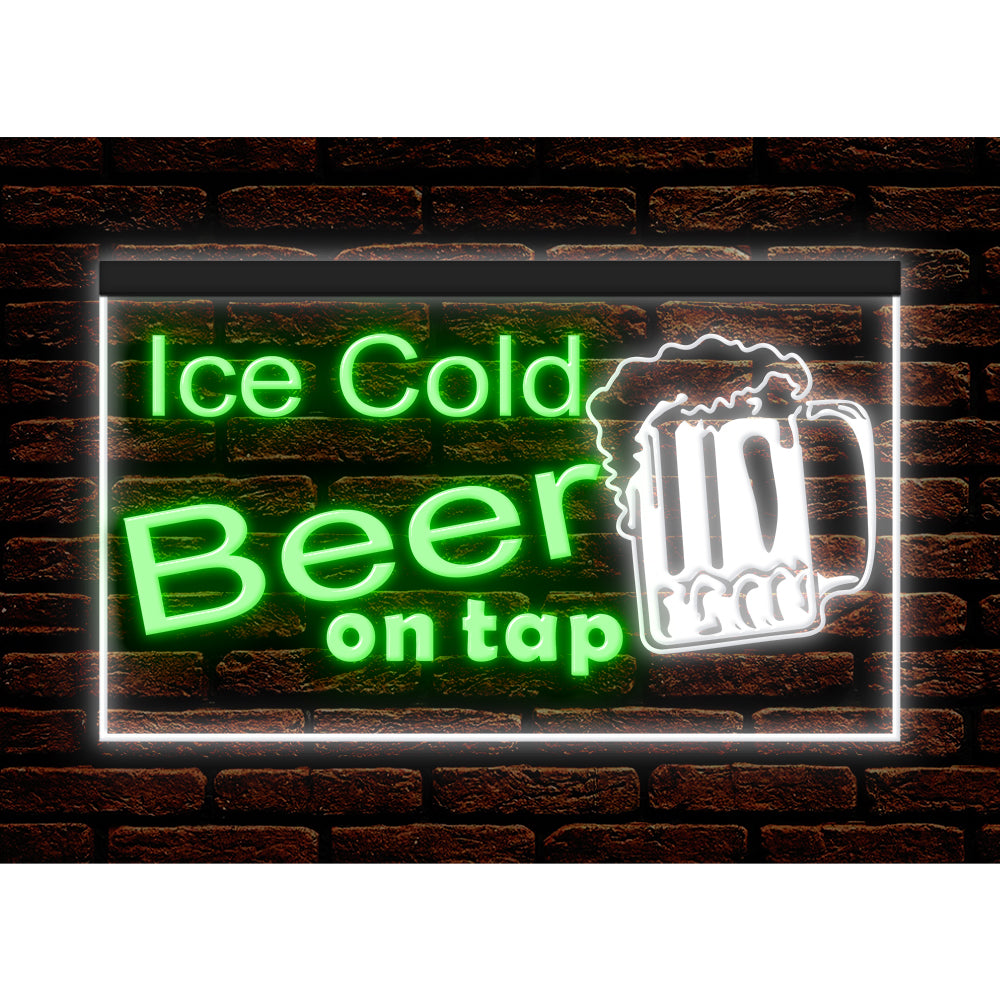 DC170217 Ice Cold Beer Open Bar Home Decor Display illuminated Night Light Neon Sign Dual Color