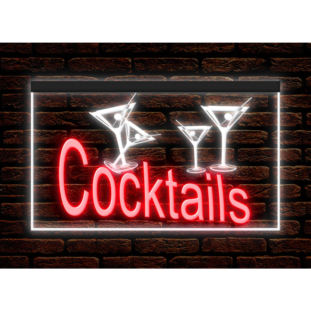DC170219 Cocktails Open Bar Pub Club Home Decor Display illuminated Night Light Neon Sign Dual Color