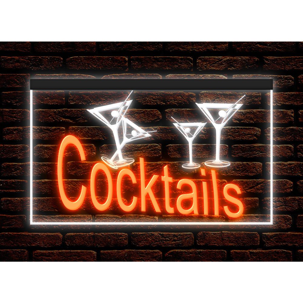 DC170219 Cocktails Open Bar Pub Club Home Decor Display illuminated Night Light Neon Sign Dual Color