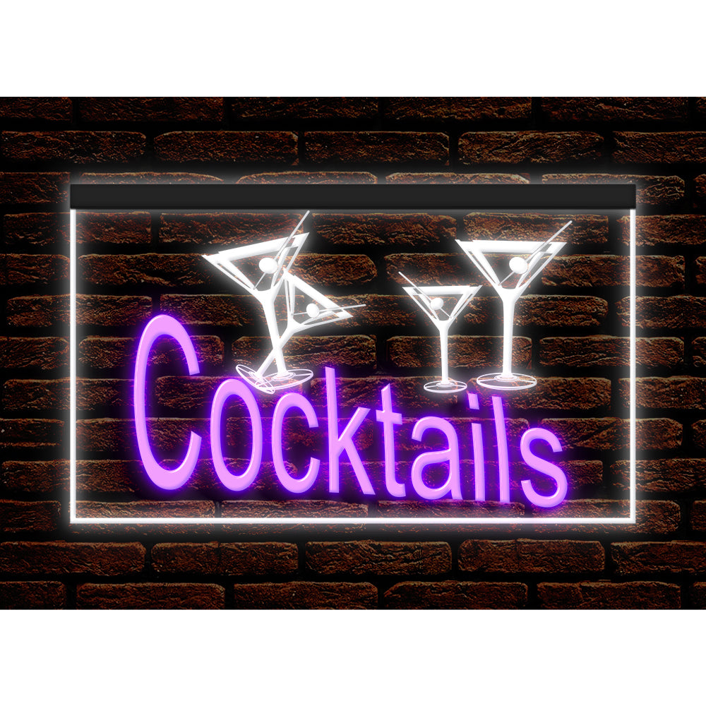 DC170219 Cocktails Open Bar Pub Club Home Decor Display illuminated Night Light Neon Sign Dual Color