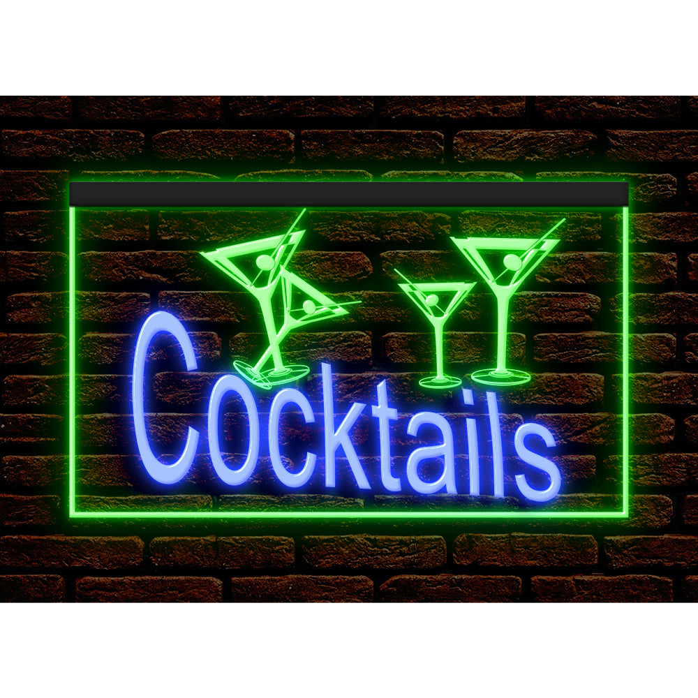 DC170219 Cocktails Open Bar Pub Club Home Decor Display illuminated Night Light Neon Sign Dual Color