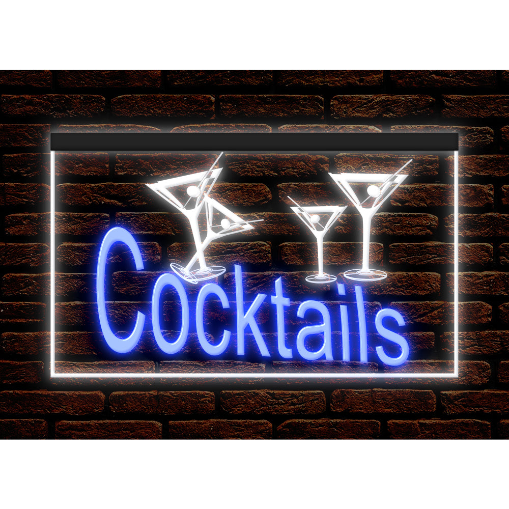DC170219 Cocktails Open Bar Pub Club Home Decor Display illuminated Night Light Neon Sign Dual Color