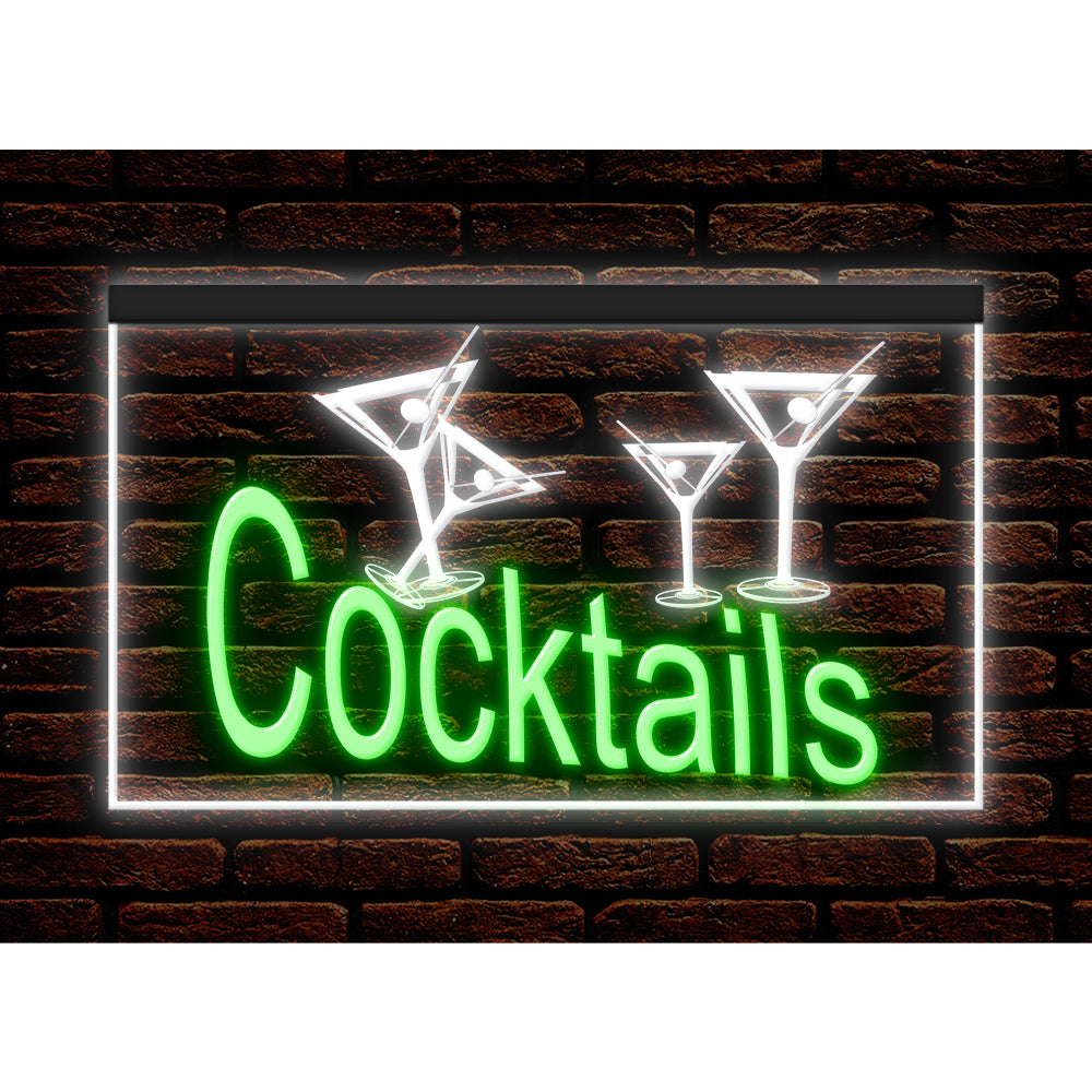 DC170219 Cocktails Open Bar Pub Club Home Decor Display illuminated Night Light Neon Sign Dual Color