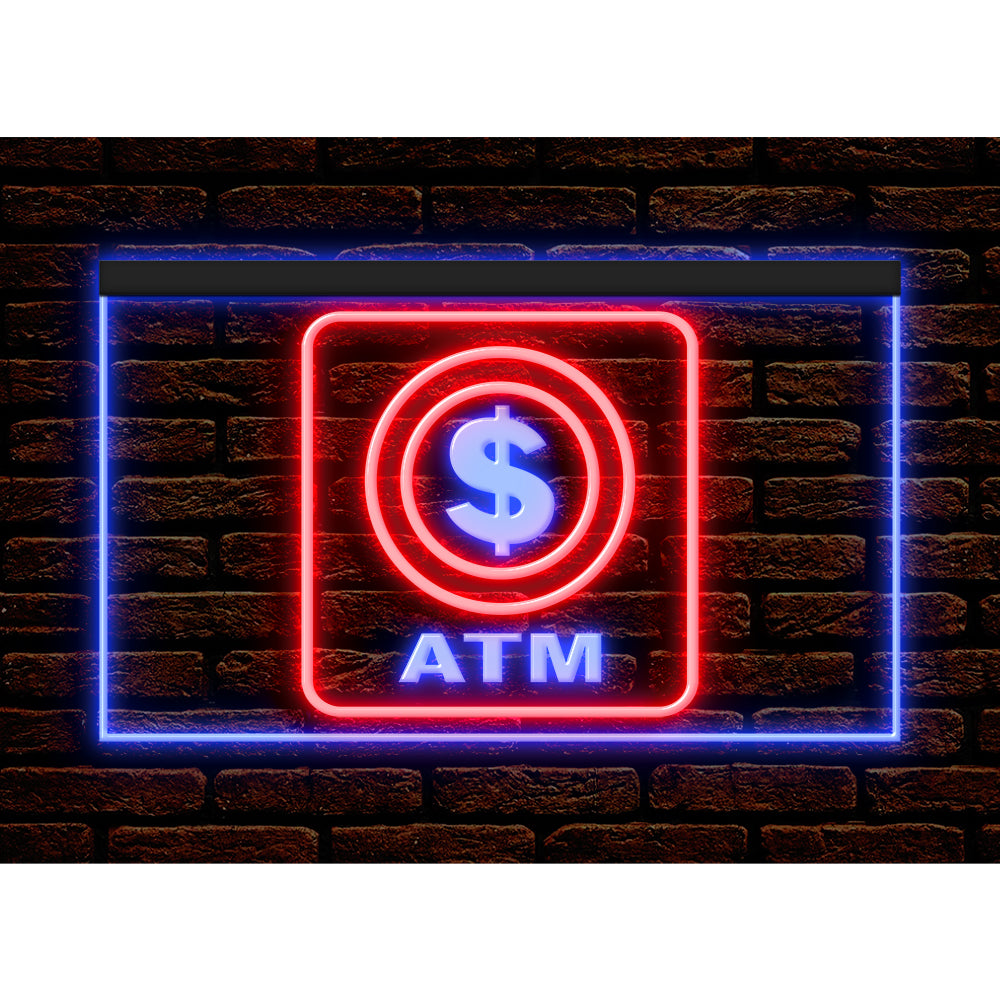 DC190001 ATM Automated Teller Machine Shop Open Home Decor Display illuminated Night Light Neon Sign Dual Color