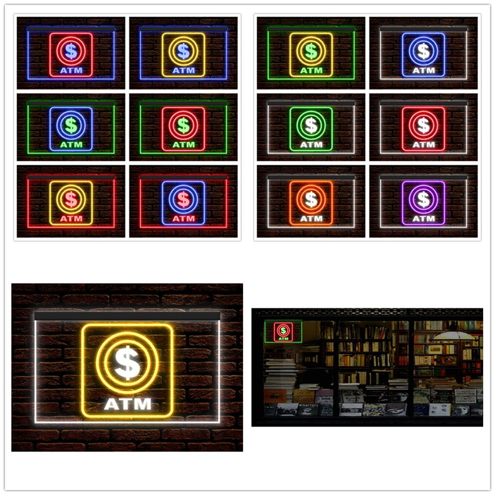 DC190001 ATM Automated Teller Machine Shop Open Home Decor Display illuminated Night Light Neon Sign Dual Color