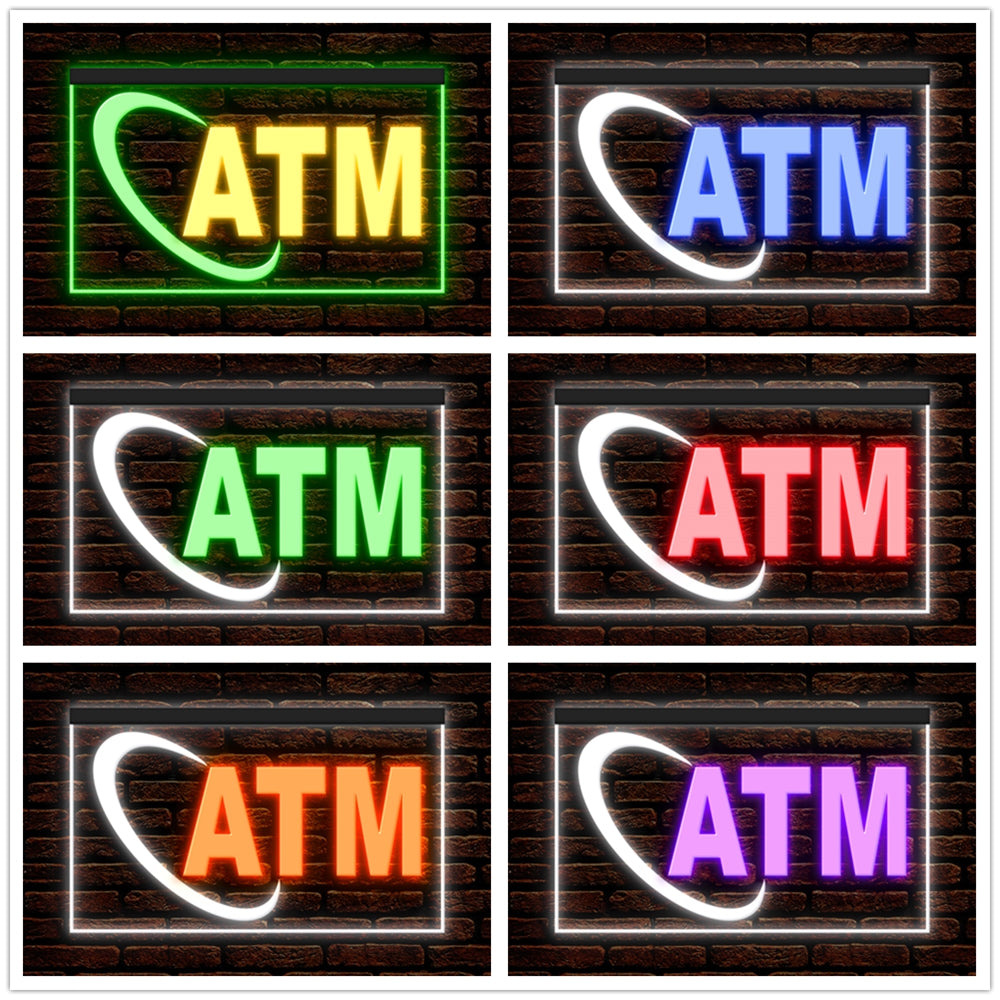DC190004 ATM Automated Teller Machine Shop Open Home Decor Display illuminated Night Light Neon Sign Dual Color