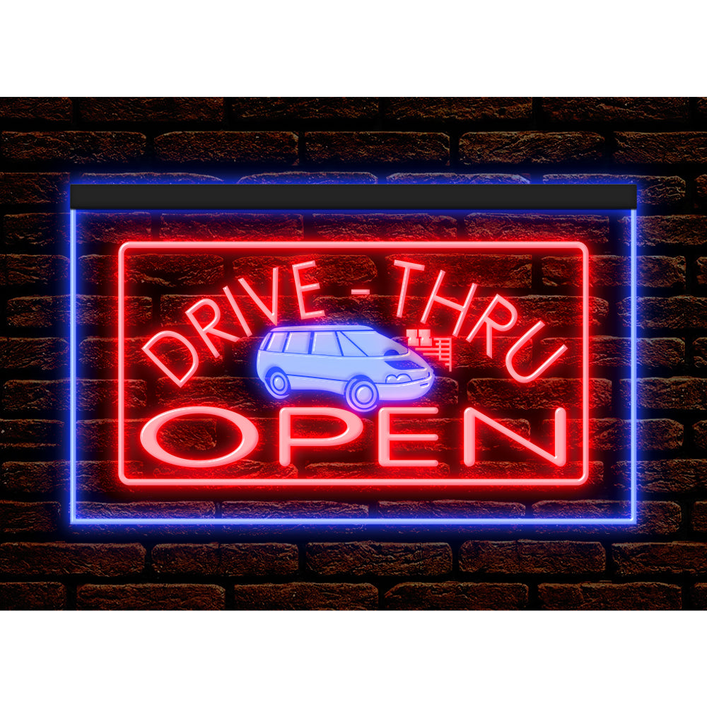 DC190010 Drive Thru Open Auto Repair Vehicle Home Decor Display illuminated Night Light Neon Sign Dual Color