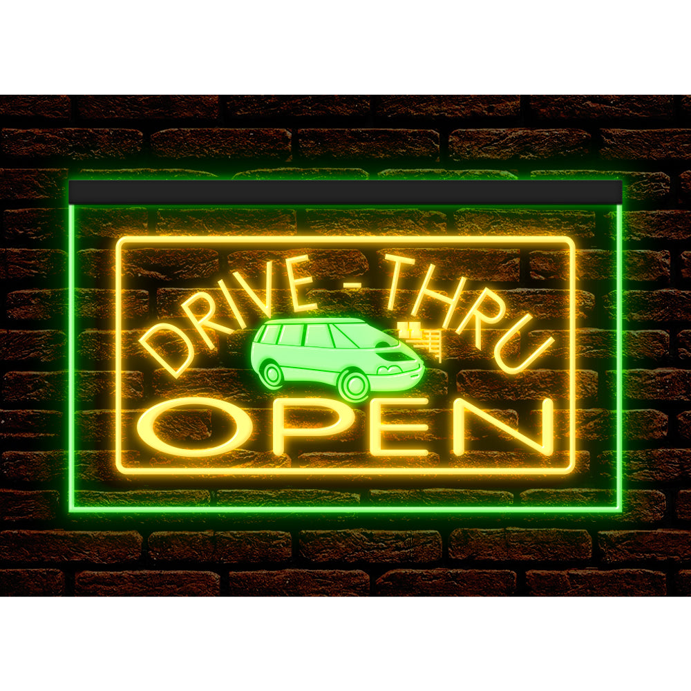 DC190010 Drive Thru Open Auto Repair Vehicle Home Decor Display illuminated Night Light Neon Sign Dual Color