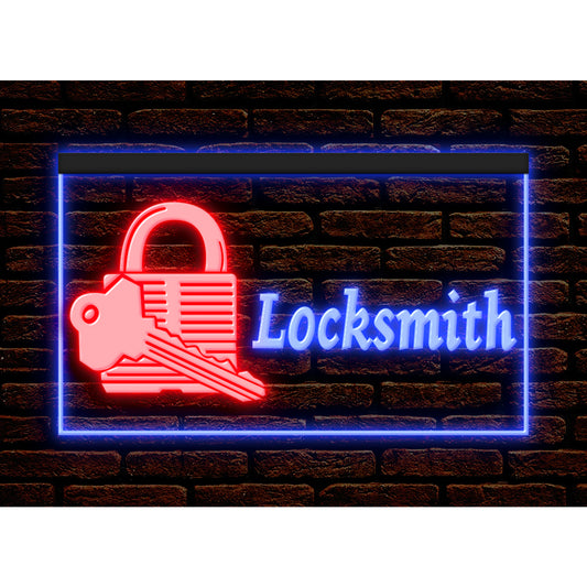 DC190075 Locksmith Keys Tool Shop Open Home Decor Display illuminated Night Light Neon Sign Dual Color