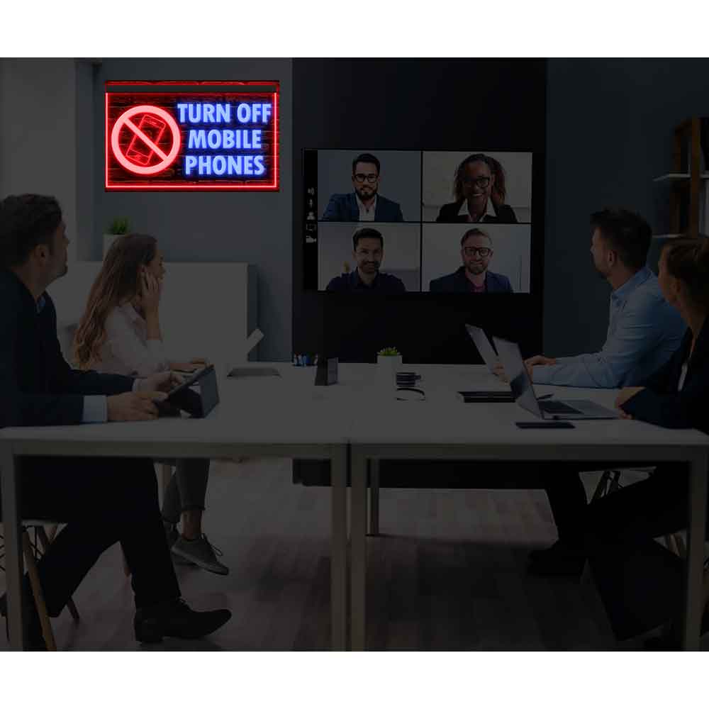 DC190201 Turn Off Mobile Phones Home Decor Display illuminated Night Light Neon Sign Dual Color