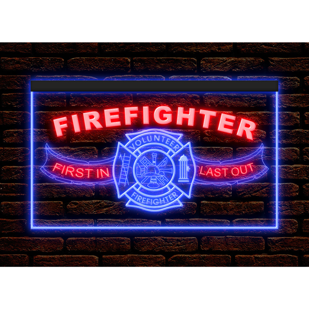 DC190206 Firefighter Fire Club Home Decor Display illuminated Night Light Neon Sign Dual Color