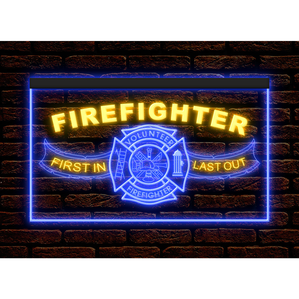 DC190206 Firefighter Fire Club Home Decor Display illuminated Night Light Neon Sign Dual Color