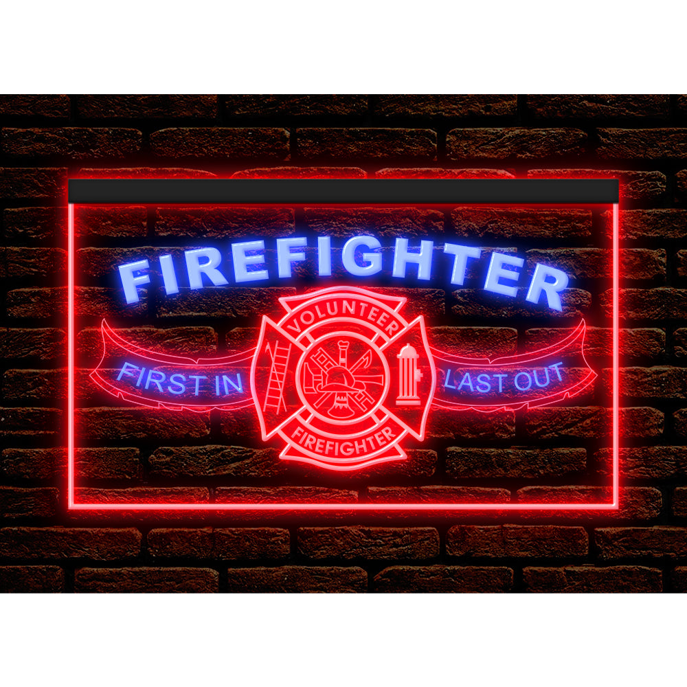 DC190206 Firefighter Fire Club Home Decor Display illuminated Night Light Neon Sign Dual Color