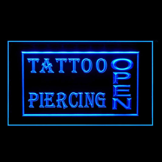 100004 Tattoo Piercing Shop Studio Workshop Home Decor Open Display illuminated Night Light Neon Sign 16 Color By Remote