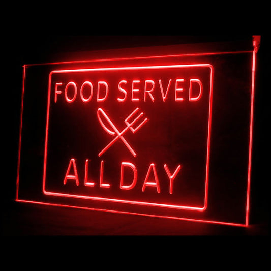 110004 Food Served All Day Restaurant Cafe Home Decor Open Display illuminated Night Light Neon Sign 16 Color By Remote