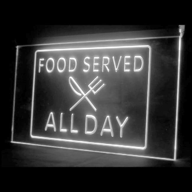 110004 Food Served All Day Restaurant Cafe Home Decor Open Display illuminated Night Light Neon Sign 16 Color By Remote