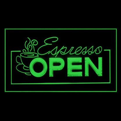 110013 OPEN Espresso Coffee Cafe Home Decor Open Display illuminated Night Light Neon Sign 16 Color By Remote