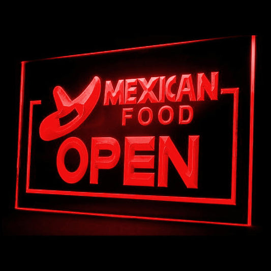 110017 OPEN Mexican Food Shop Restaurant Cafe Home Decor Open Display illuminated Night Light Neon Sign 16 Color By Remote