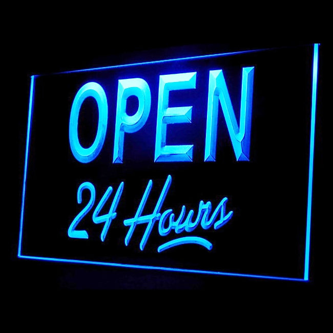 110022 Open 24 Hours Bar Motel Shop Store Cafe Home Decor Open Display illuminated Night Light Neon Sign 16 Color By Remote