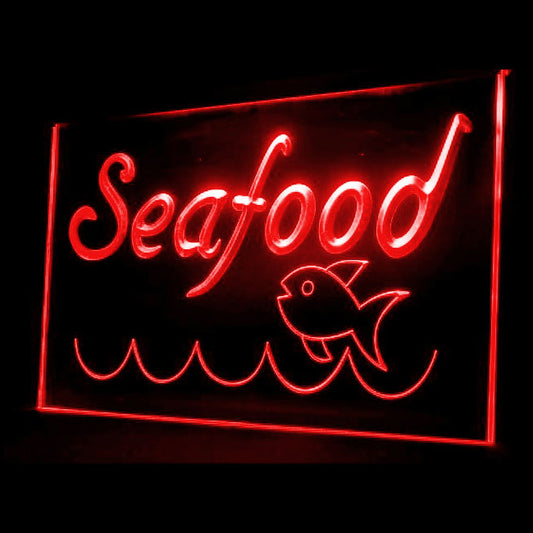 110026 Seafood Market Cafe Shop Restaurant Home Decor Open Display illuminated Night Light Neon Sign 16 Color By Remote