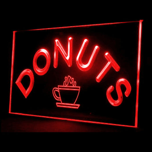 110028 Donuts Bakery Shop Coffee Cafe Home Decor Open Display illuminated Night Light Neon Sign 16 Color By Remote