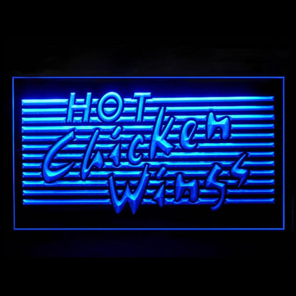 110050 Hot Chicken Wings BBQ Shop Cafe Bar Home Decor Open Display illuminated Night Light Neon Sign 16 Color By Remote