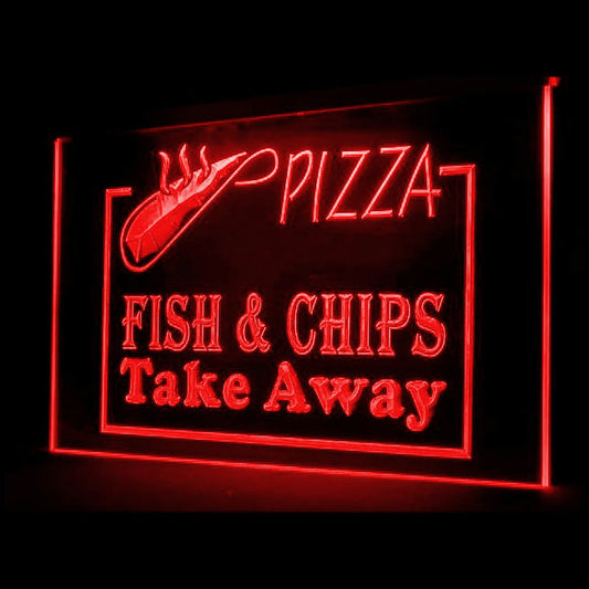 110055 OPEN Pizza Fish Chips Take Away Cafe Home Decor Open Display illuminated Night Light Neon Sign 16 Color By Remote