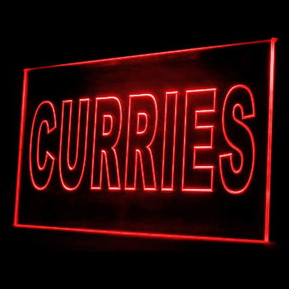 110058 Curries Restaurant Cafe Curry Shop Home Decor Open Display illuminated Night Light Neon Sign 16 Color By Remote