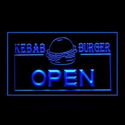 110059 OPEN Kebab Burger Fast Food Shop Cafe Home Decor Open Display illuminated Night Light Neon Sign 16 Color By Remote