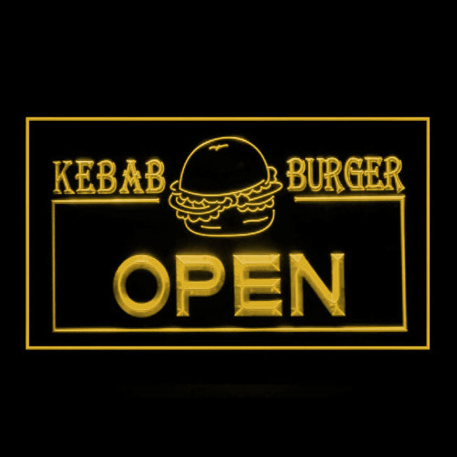 110059 OPEN Kebab Burger Fast Food Shop Cafe Home Decor Open Display illuminated Night Light Neon Sign 16 Color By Remote