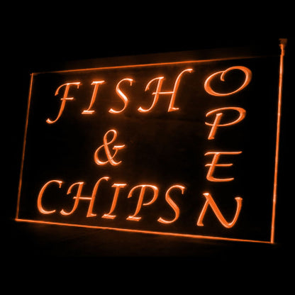 110062 OPEN Fish Chips Cafe Restaurant Bar Home Decor Open Display illuminated Night Light Neon Sign 16 Color By Remote