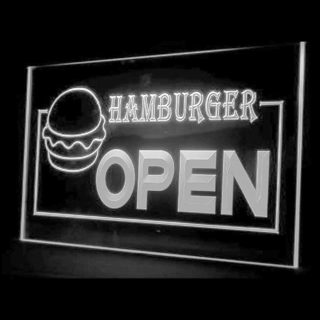 110065 OPEN Hamburger Fast Food Shop Cafe Home Decor Open Display illuminated Night Light Neon Sign 16 Color By Remote